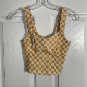 Hollister Advanced Stretch checkered sweetheart crop tank top, size XS